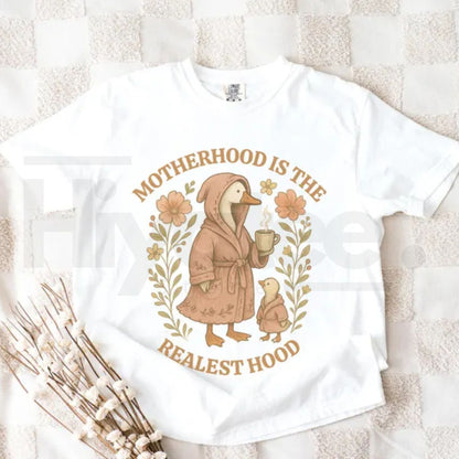 Comfort Colors® Funny Mom Shirt – Silly Mom Goose Motherhood is the Realest Hood Tee