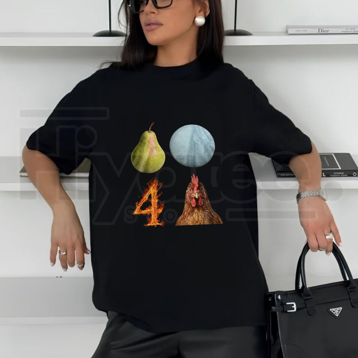 Pear-Shaped Planet Rooster T-Shirt – Funny Graphic Tee