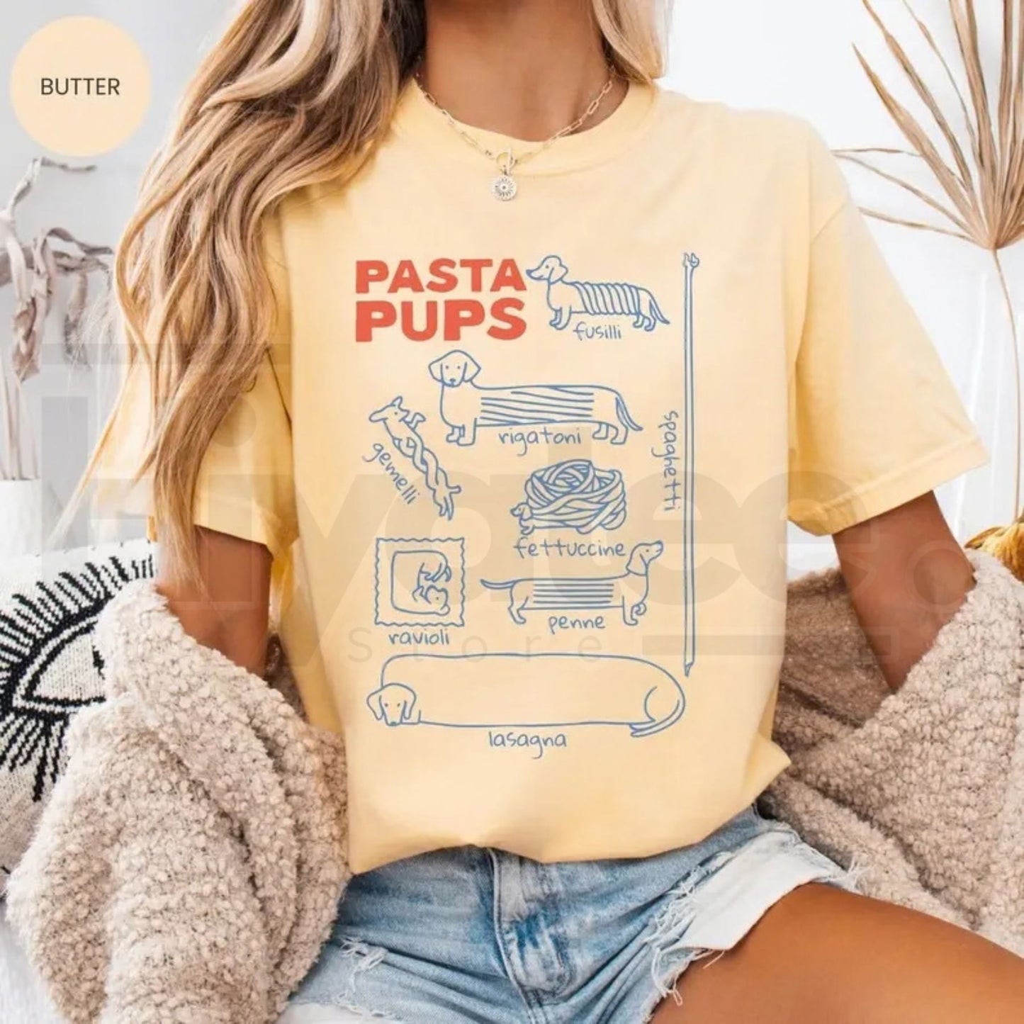 Comfort Colors® Pasta Pups T-Shirt – Funny Dachshund Italian Foodie Tee, Gift for Wiener Dog Mom
