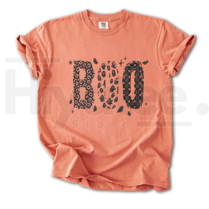 Comfort Colors Leopard Print Boo T-Shirt – Cute Ghost Halloween Tee