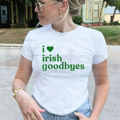 "Irish Goodbye" St. Patrick's Day Baby Tee – Funny St. Paddy's BORG Drinking Shirt