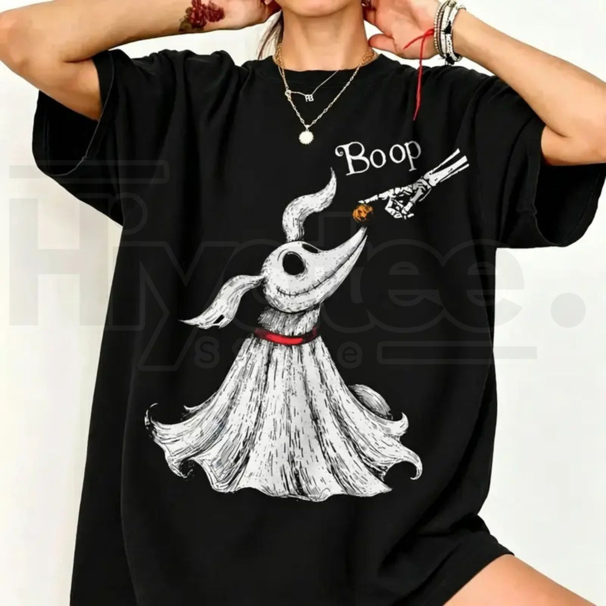 Zero Dog Boop Skeleton Hand T-Shirt – Halloween Trip Matching Tee