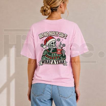 What A Year Skeleton Christmas T-Shirt – Sarcastic Spooky Holiday Graphic Tee