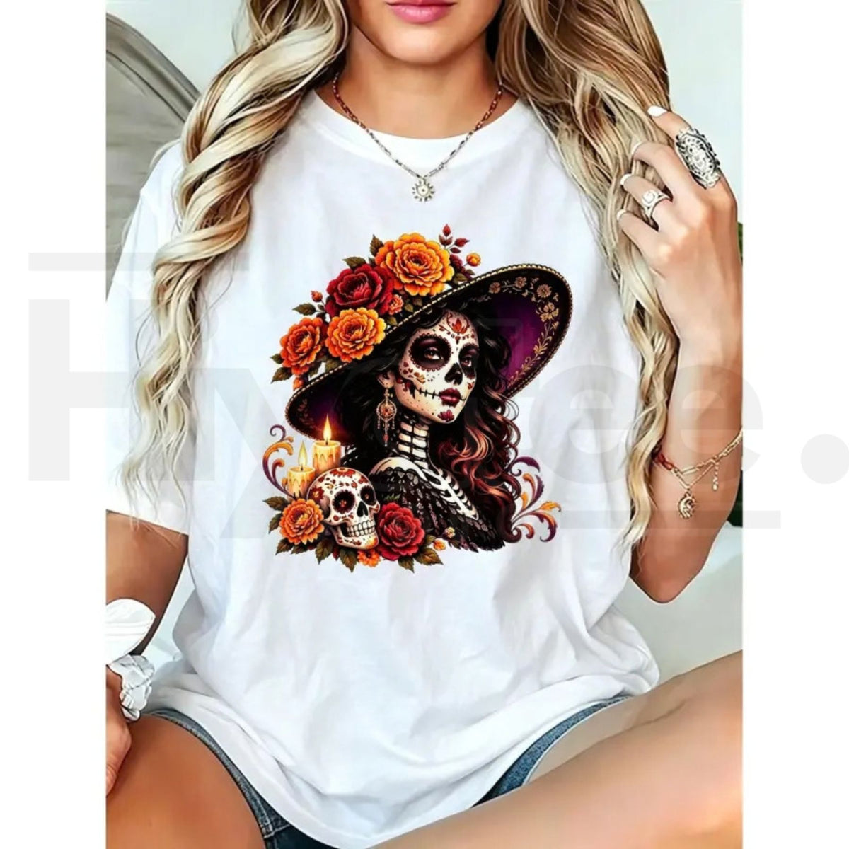La Catrina Day of the Dead T-Shirt – Floral Skull Tee