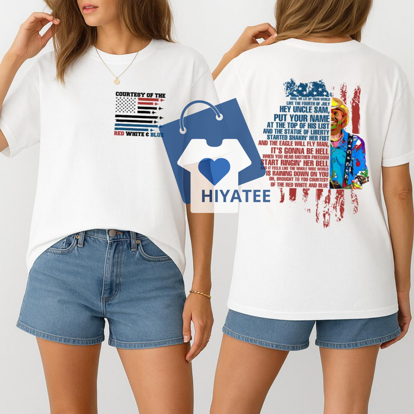 Toby Courtesy of the Red shirt – American Ride shirt  in White & Blue, Patriotic Country Music Apparel