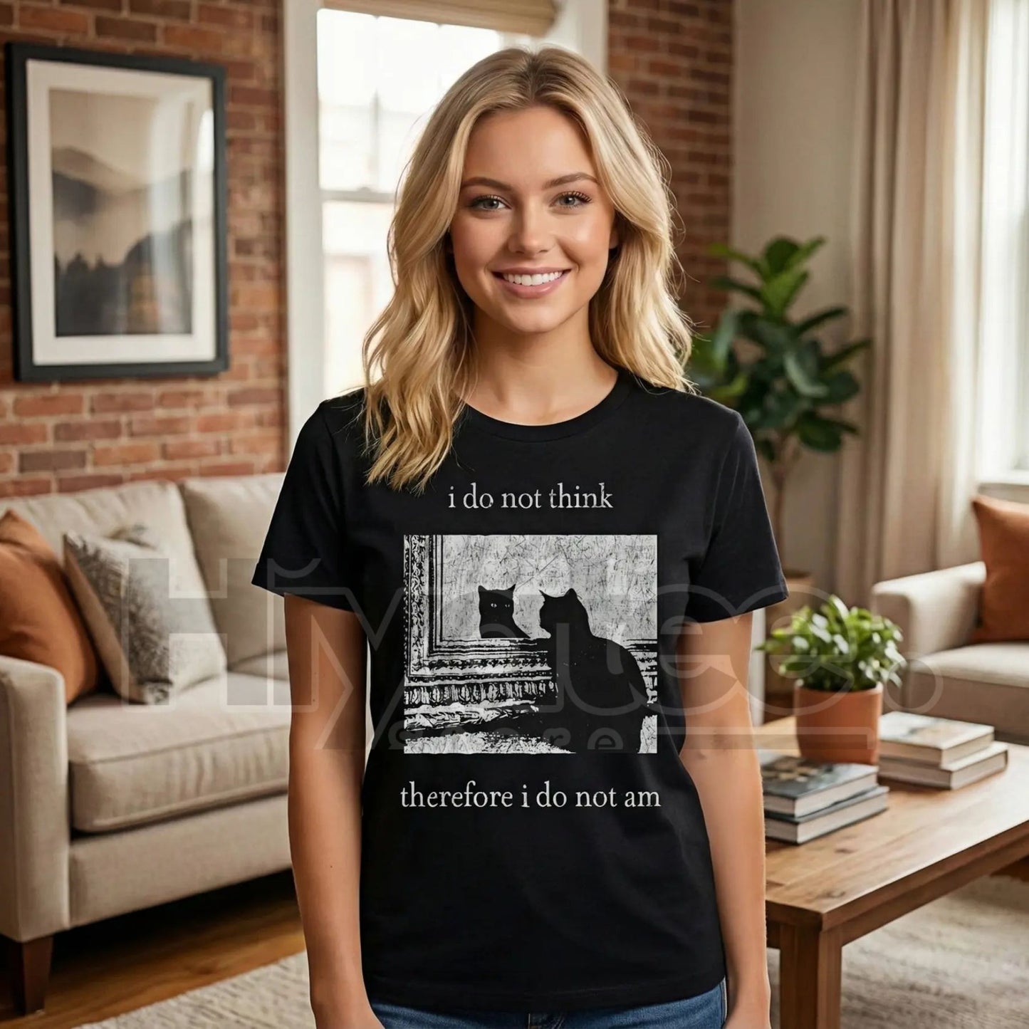 "HAGBDH I Do Not Think" Cat Classic T-Shirt – Goth Funny Philosophy Graphic Tee