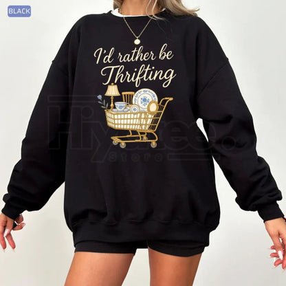 I’d Rather Be Thrifting Shirt: Vintage Thrift Lover Graphic Tee for Cottagecore Fans