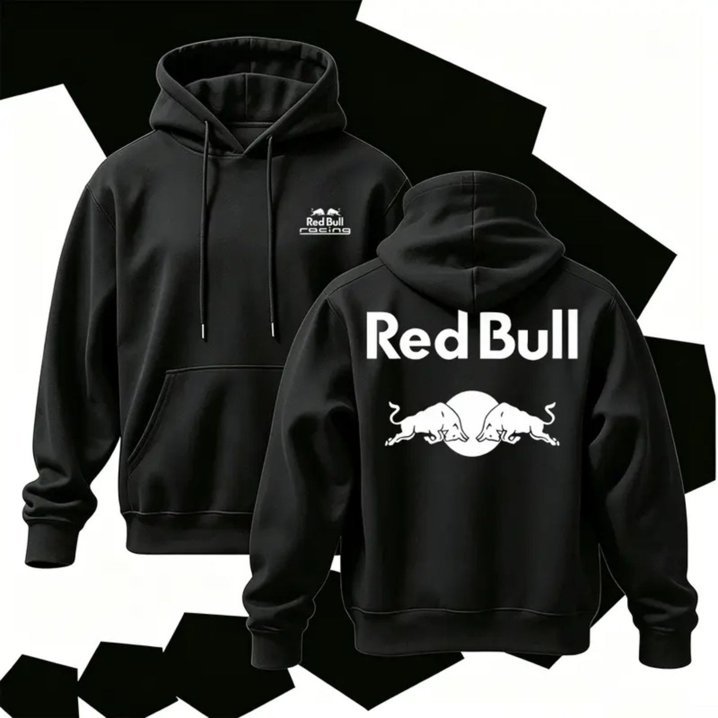 Vintage Racing Graphic Hoodie – Men's Cotton Pullover, Bold Back Print Casual Streetwear Long Sleeve Top