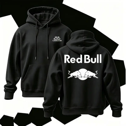 Vintage Racing Graphic Hoodie – Men's Cotton Pullover, Bold Back Print Casual Streetwear Long Sleeve Top