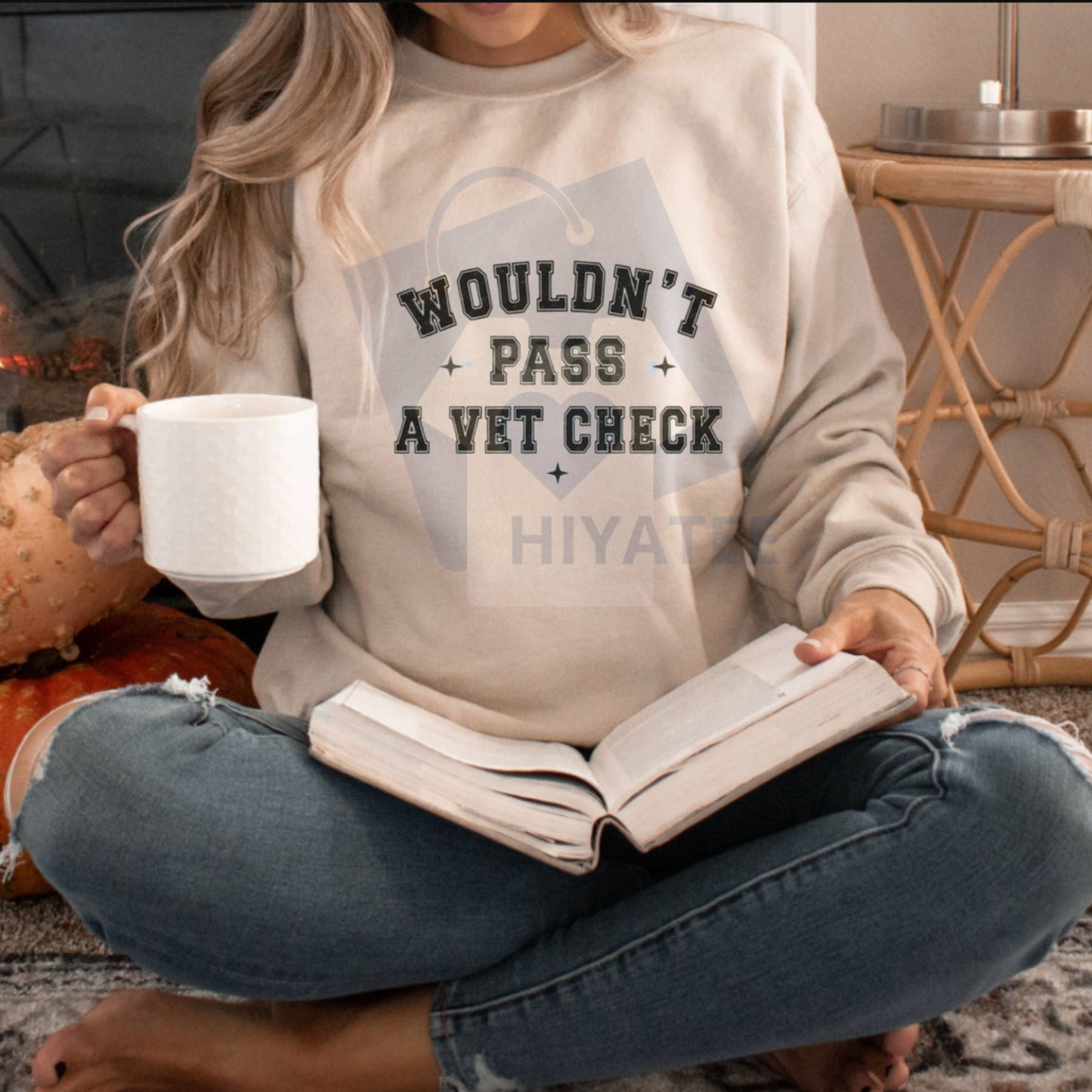 "Wouldn't Pass A Vet Check" Sweatshirt: Funny Sarcastic Vet Tech & Pet Lover Crewneck, Humorous Gift for Veterinarians