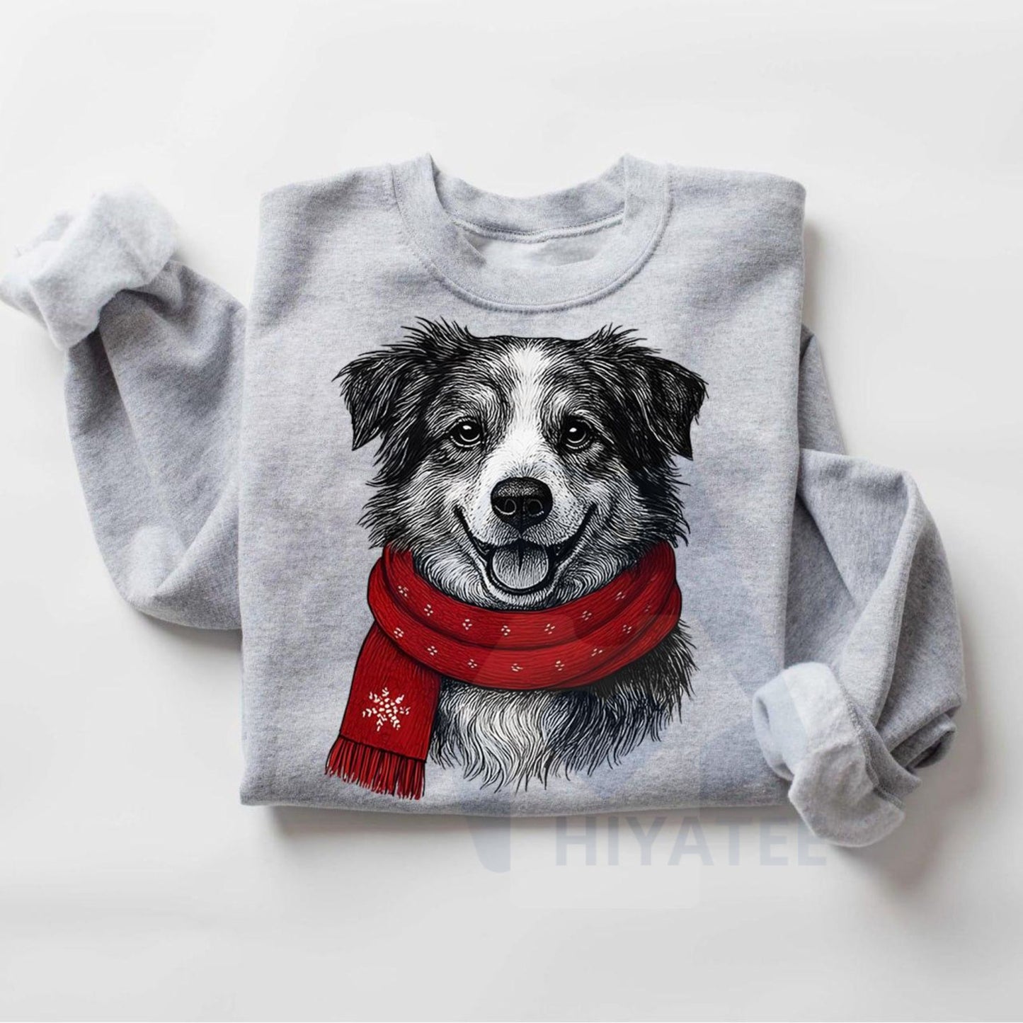 Santa Paws Christmas Dog Sweatshirt: 50 Dog Breeds in Festive Santa Hats, Gildan Unisex Holiday Pullover