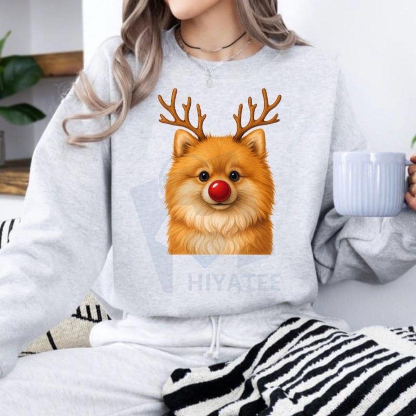 Christmas Reindeer Dog Sweatshirt: Cute Holiday Pet Graphic Pullover, Festive Dog Lover Crewneck, Unisex Gift