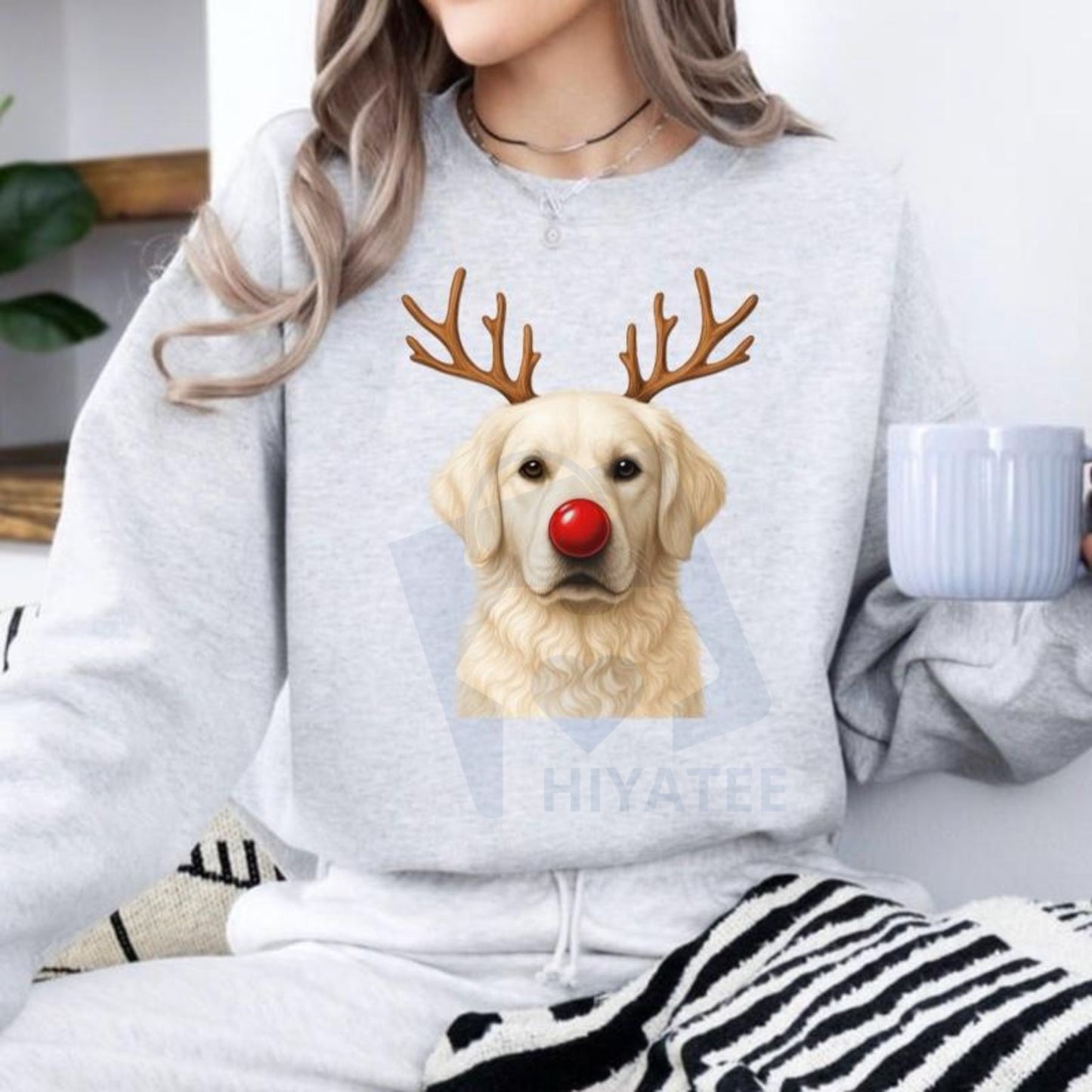 Christmas Reindeer Dog Sweatshirt: Cute Holiday Pet Graphic Pullover, Festive Dog Lover Crewneck, Unisex Gift