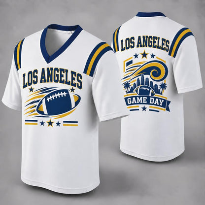 Custom Football Fan Jersey, White Mesh V-Neck Game Day Top, Unisex American Football Apparel for All 32 Teams