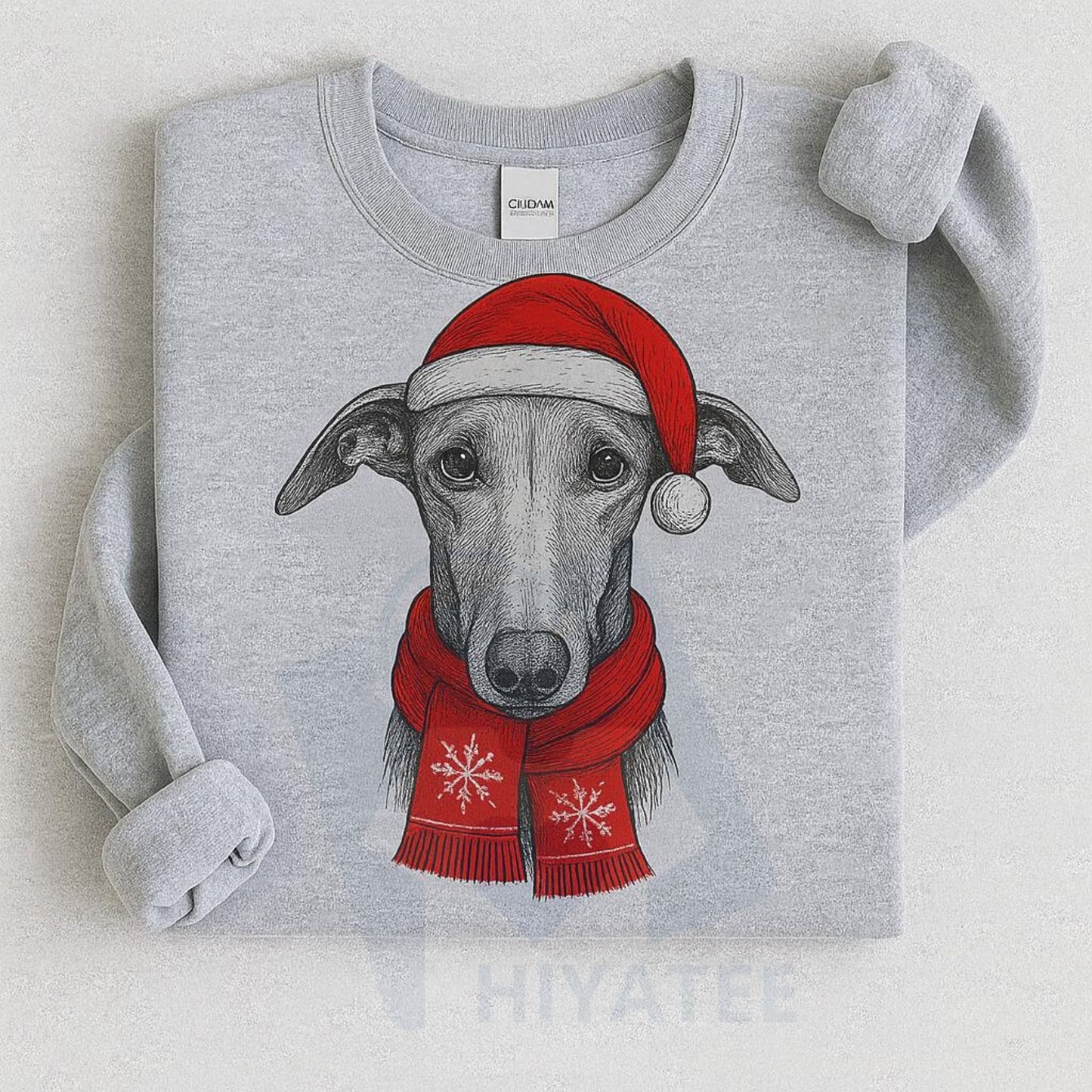 Santa Paws Christmas Hat Dog Sweatshirt: 50 Dog Breeds in Festive Santa Hats, Gildan Unisex Holiday Pullove