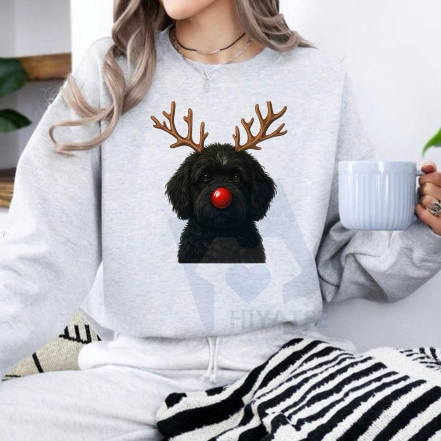 Christmas Reindeer Dog Sweatshirt: Cute Holiday Pet Graphic Pullover, Festive Dog Lover Crewneck, Unisex Gift