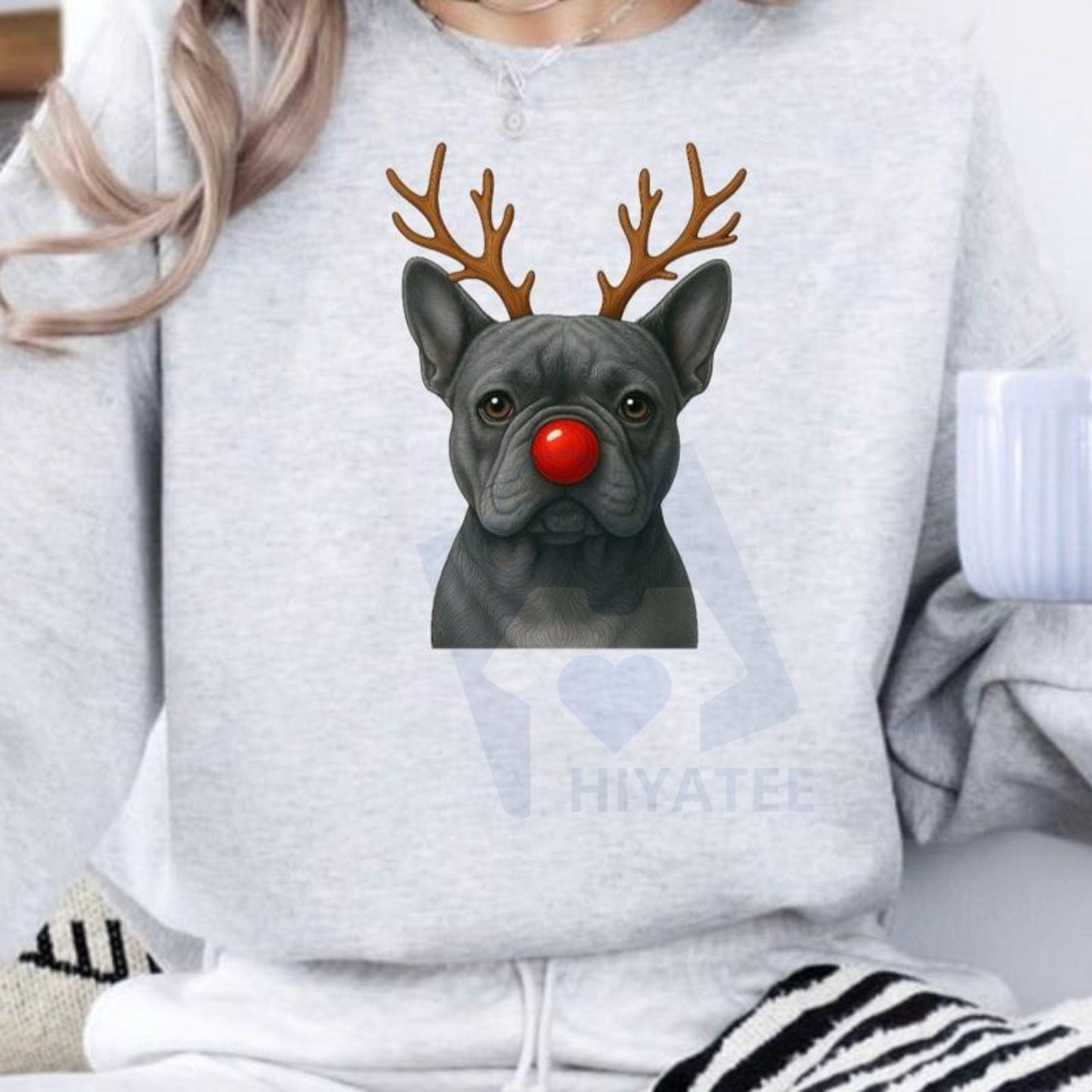 Christmas Reindeer Dog Sweatshirt: Cute Holiday Pet Graphic Pullover, Festive Dog Lover Crewneck, Unisex Gift