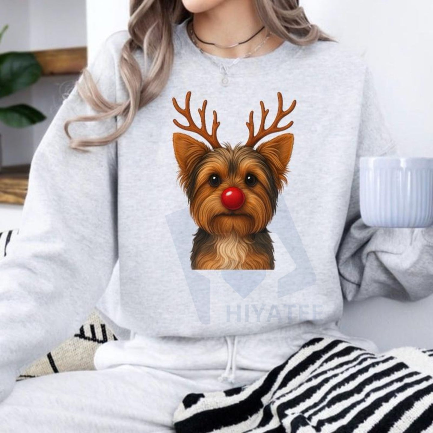 Christmas Reindeer Dog Sweatshirt: Cute Holiday Pet Graphic Pullover, Festive Dog Lover Crewneck, Unisex Gift
