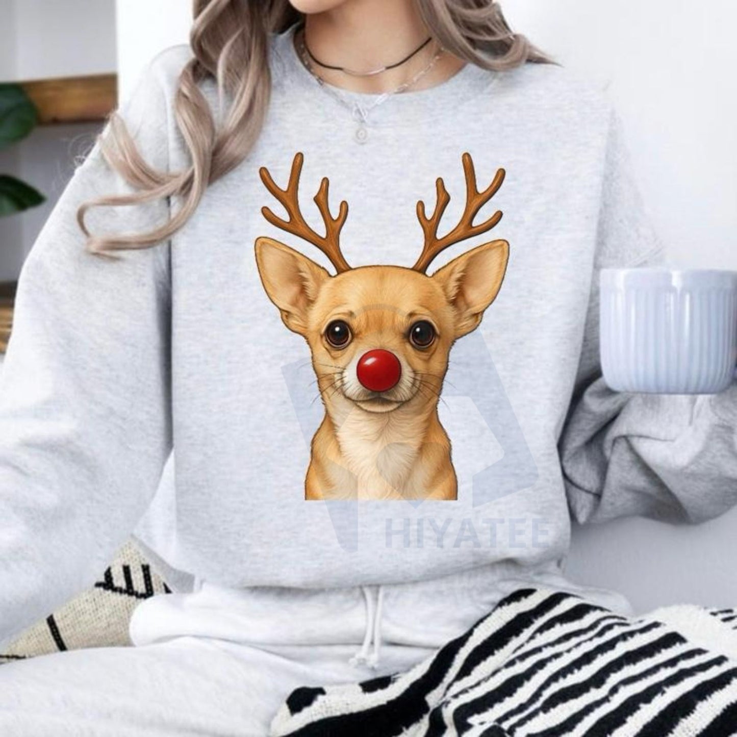 Christmas Reindeer Dog Sweatshirt: Cute Holiday Pet Graphic Pullover, Festive Dog Lover Crewneck, Unisex Gift
