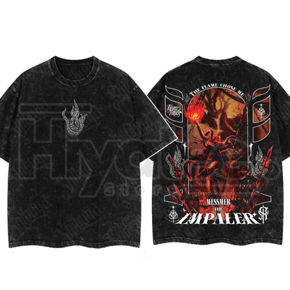 Dark Fantasy Gaming Washed T-Shirt – Oversized Cotton Double Print Streetwear Tee