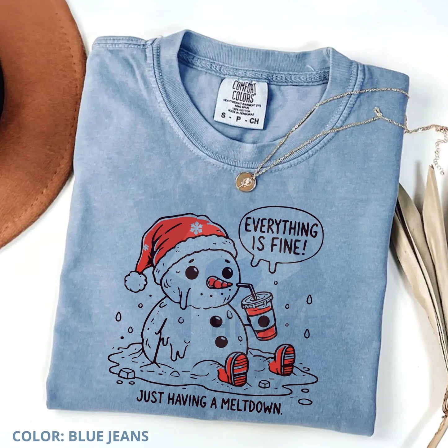 Comfort Colors Having a Meltdown Christmas T-Shirt – Funny Holiday Tee for Moms, Everything Is Fine Graphic Shirt, Cute Crewneck Gift