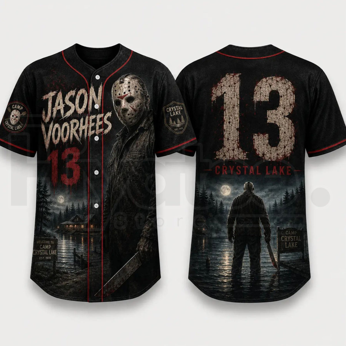 Horror Slasher Baseball Jersey – Gothic Halloween Dark Character Graphic Shirt
