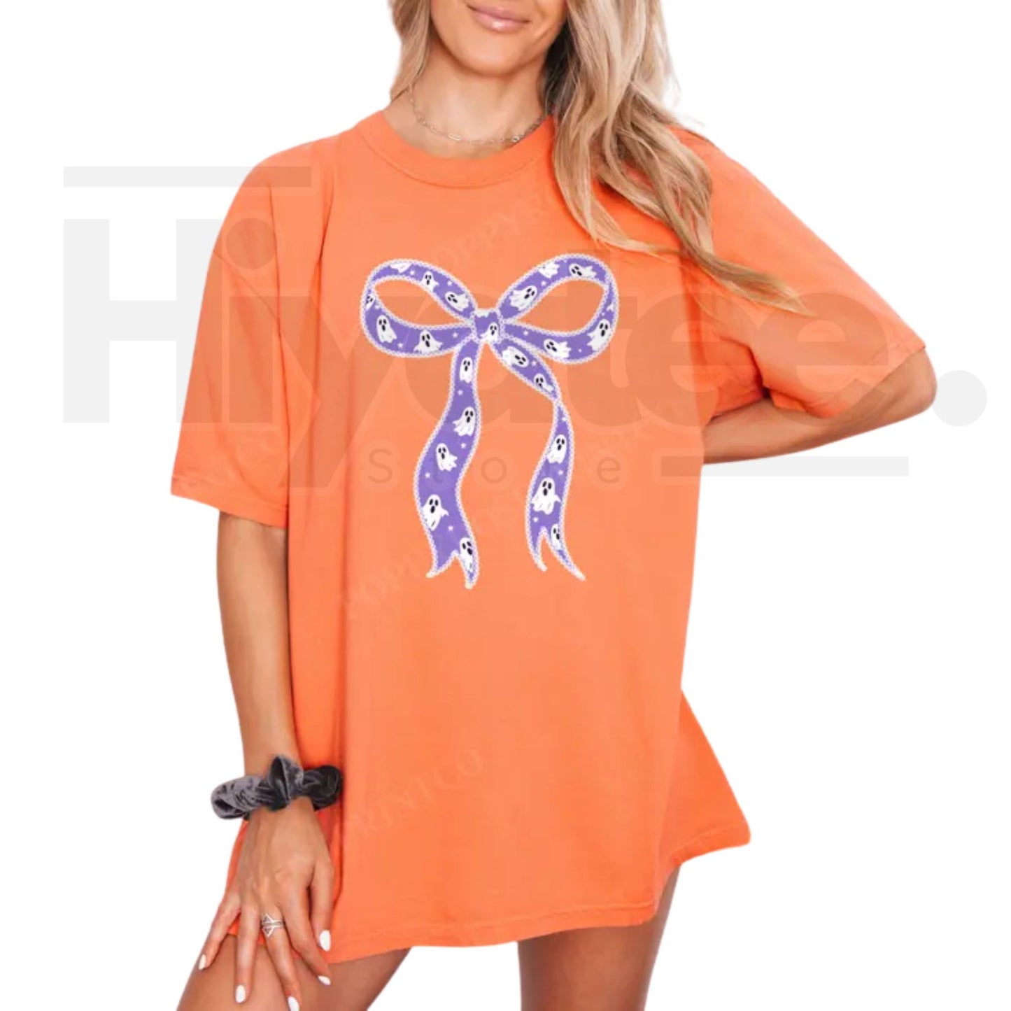 Purple Ghost Bow Comfort Colors Shirt Trendy Halloween Tee
