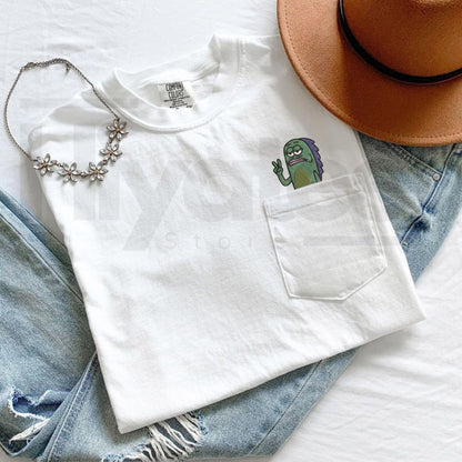 Fish Memes Embroidered Pocket T-Shirt
