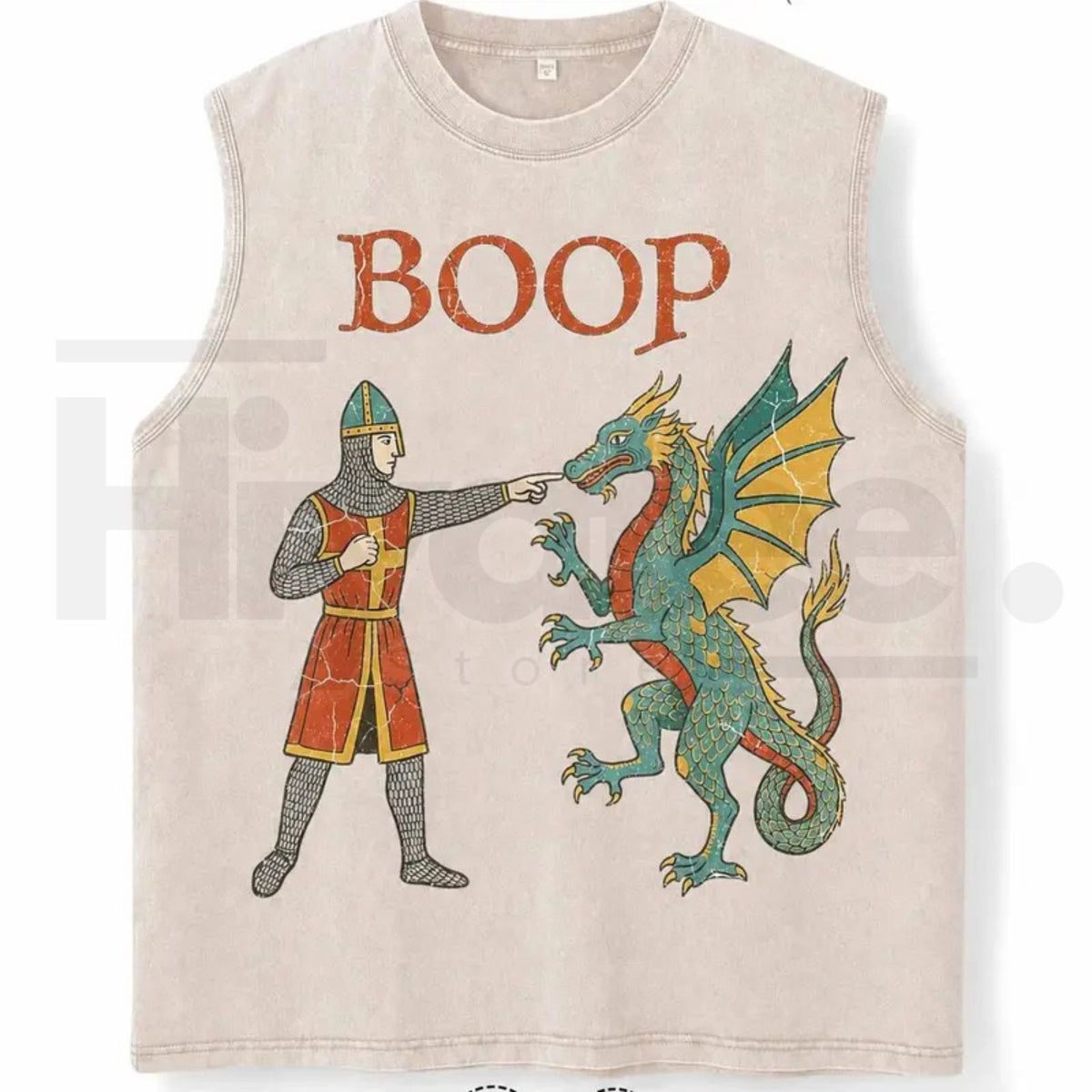Vintage Acid Wash Medieval Dragon Graphic Tee – Retro Fantasy Streetwear Shirt