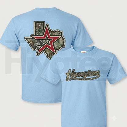 Men's Vintage Houston Texas Camo Star Graphic T-Shirt – Outdoor Red Streetwear Tee