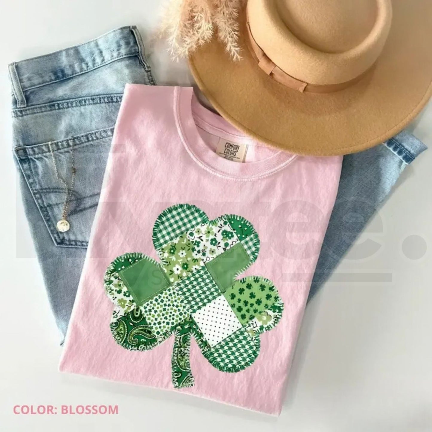 Comfort Colors® Patchwork Shamrock T-Shirt – Retro St. Patrick’s Day Printed Tee, Lucky Irish Graphic Shirt