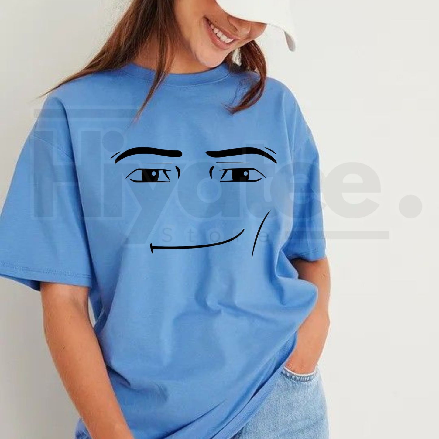 Roblox Minimalist Face Graphic T-Shirt – Sarcastic Expression Tee