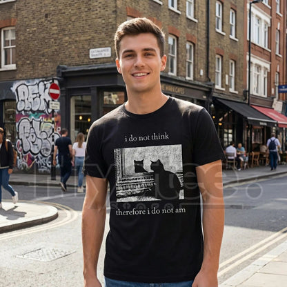 "HAGBDH I Do Not Think" Cat Classic T-Shirt – Goth Funny Philosophy Graphic Tee