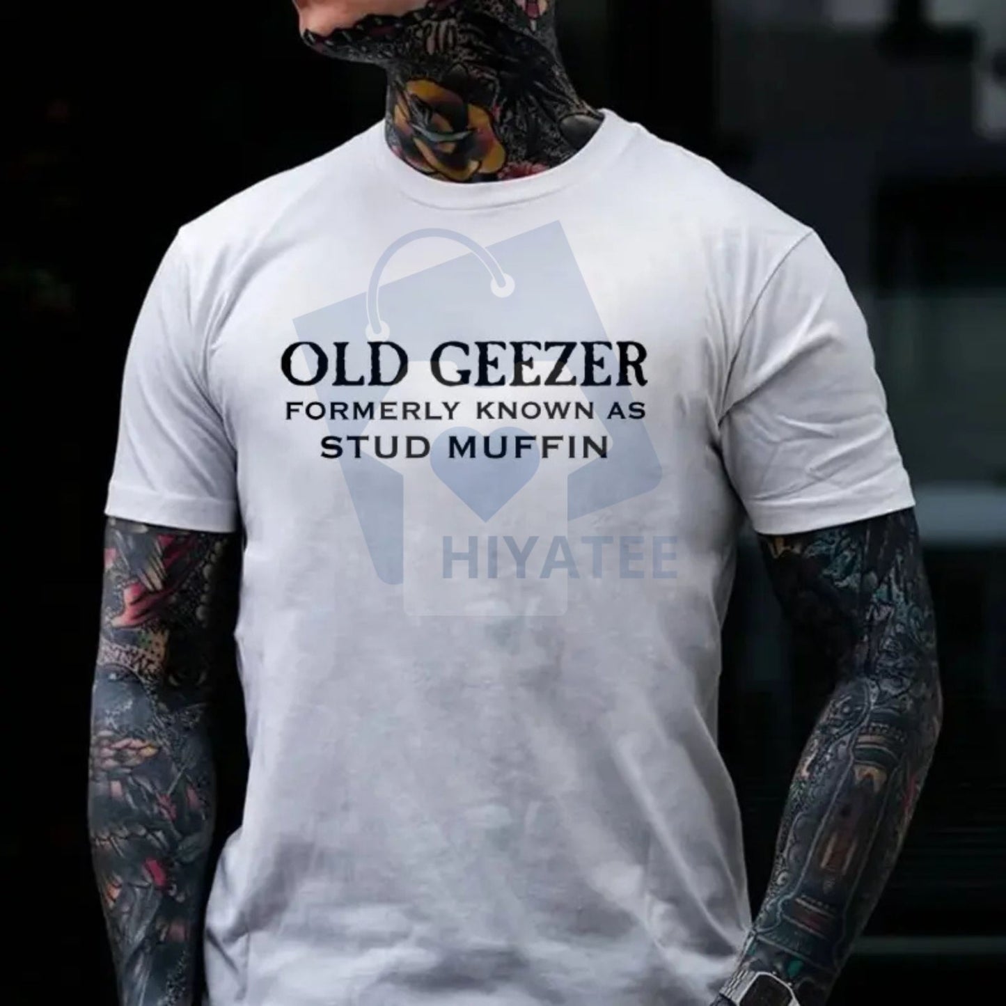 "Old Geezer Formerly Known As Stud Muffin" T-Shirt – Funny Men's Graphic Tee, Made in USA