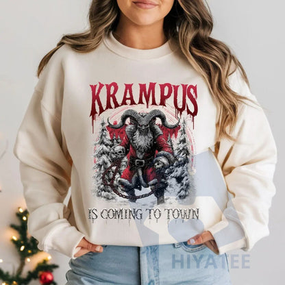 Krampus Is Coming To Town Sweatshirt: Gothic Christmas Shirt