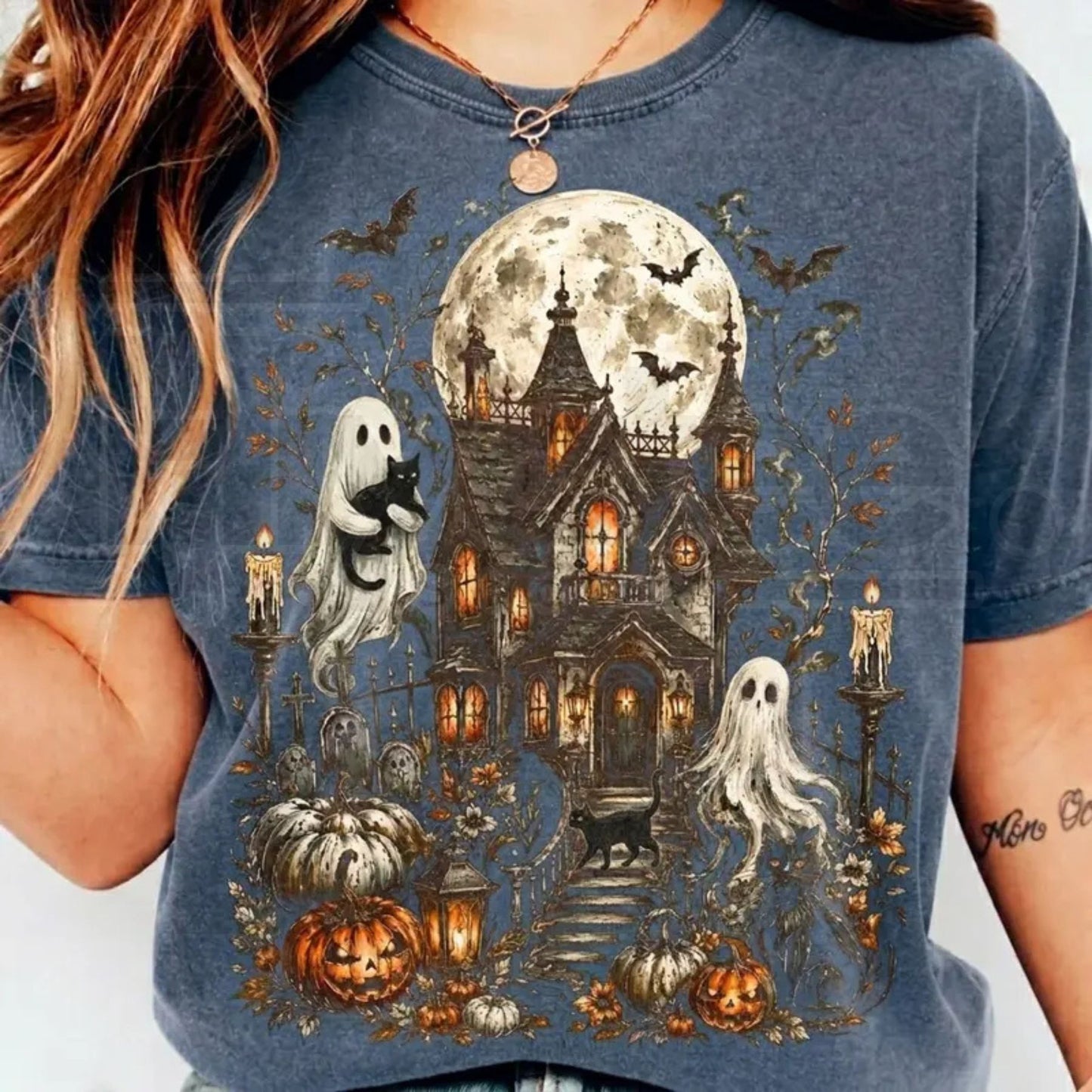 Haunted House Ghost Halloween Comfort Colors Shirt