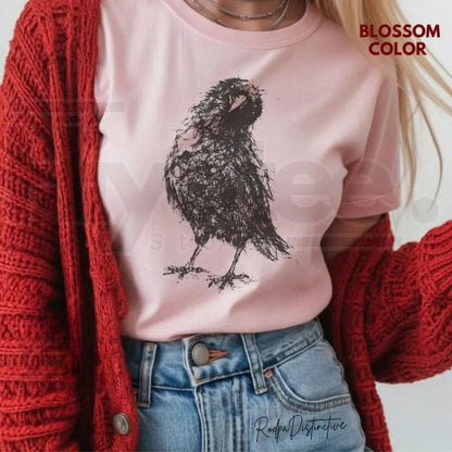 Comfort Colors Crow Sketch Gothic Raven Bird Tee