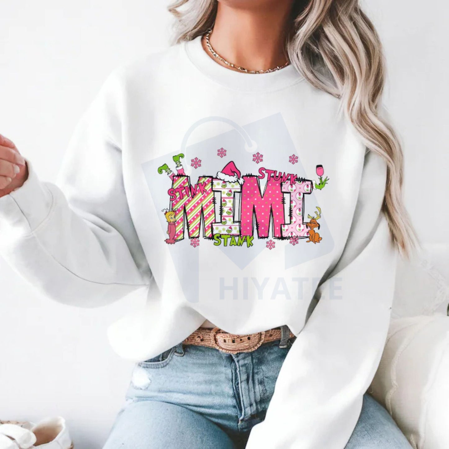 Custom Grinch Grandma Kid Name Sweatshirt: Retro Christmas Nana Shirt, Personalized Family 2025 Gift