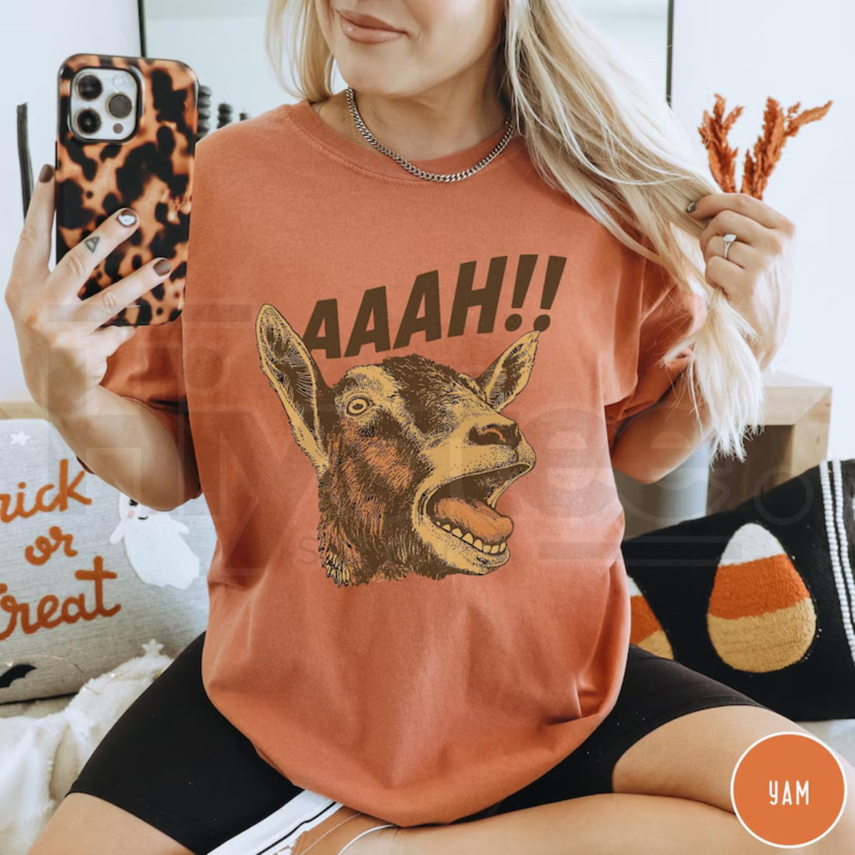 Funny Goat Halloween Shirt Meme Farm Animal Humor Comfort Colors Tee