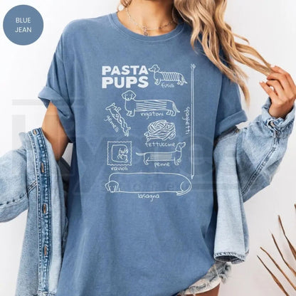 Comfort Colors® Pasta Pups T-Shirt – Funny Dachshund Italian Foodie Tee, Gift for Wiener Dog Mom