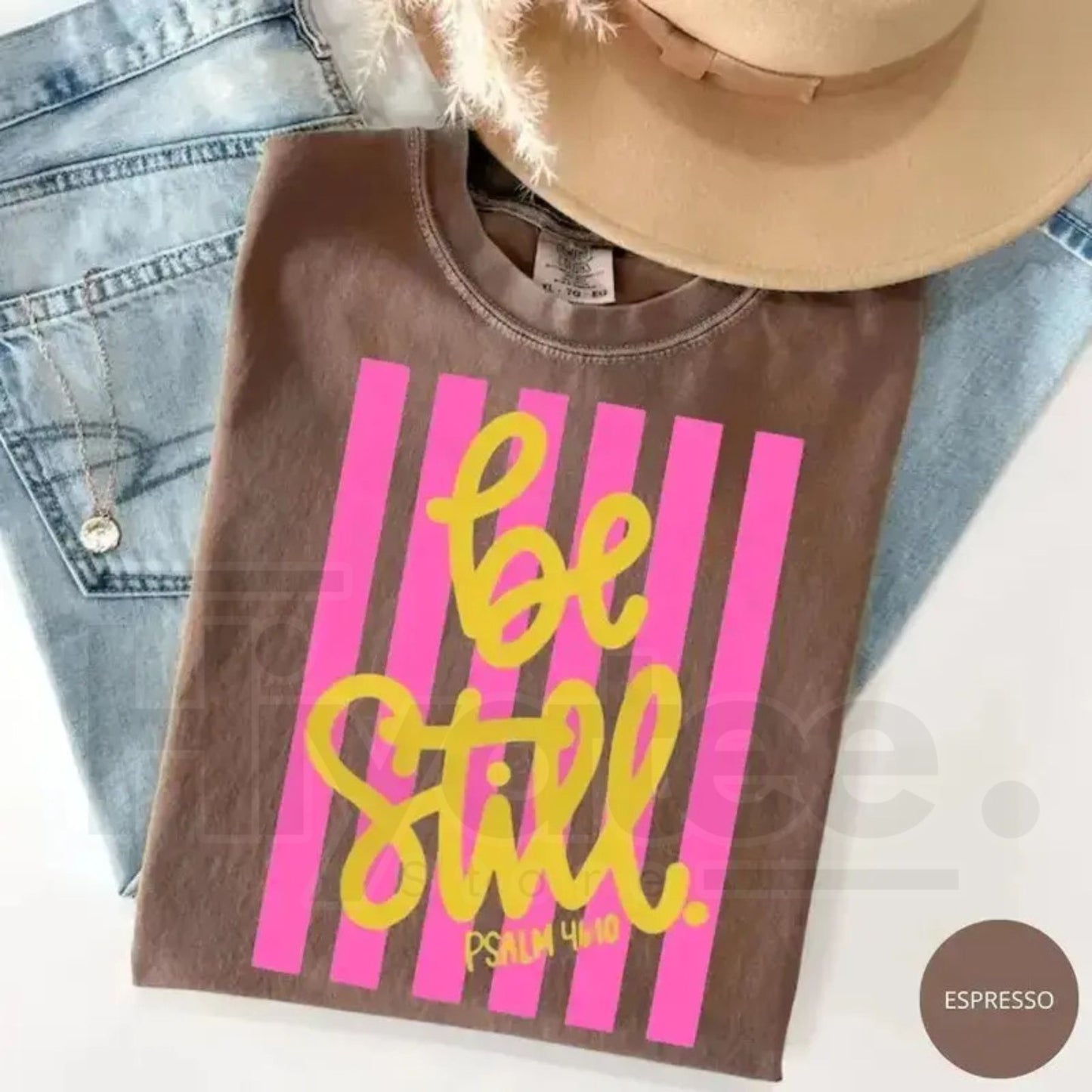 Comfort Colors® Be Still Shirt – Girly Pink Stripes Coquette Aesthetic Faith Tee
