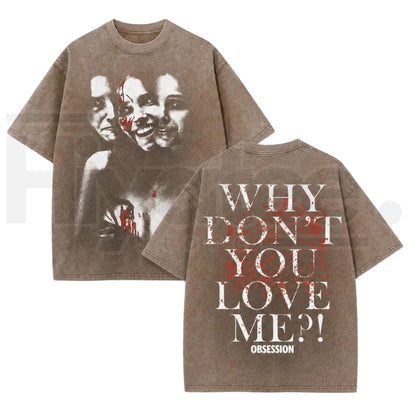 Vintage Acid Wash Psychological Horror Art Streetwear T-Shirt – Oversized Dark Aesthetic Heavyweight Cotton Tee