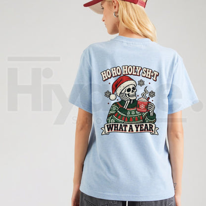 What A Year Skeleton Christmas T-Shirt – Sarcastic Spooky Holiday Graphic Tee