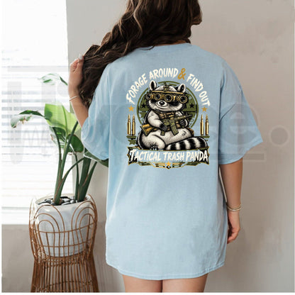 Forage Around & Find Out Tactical Trash Panda Raccoon T-Shirt – Back Print Outdoor Tee