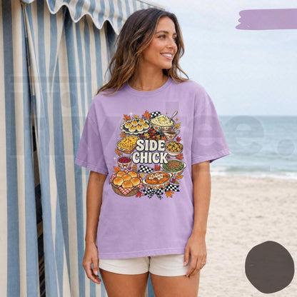 Comfort Colors Side Chick Thanksgiving T-Shirt – Retro Y2K Friendsgiving Tee