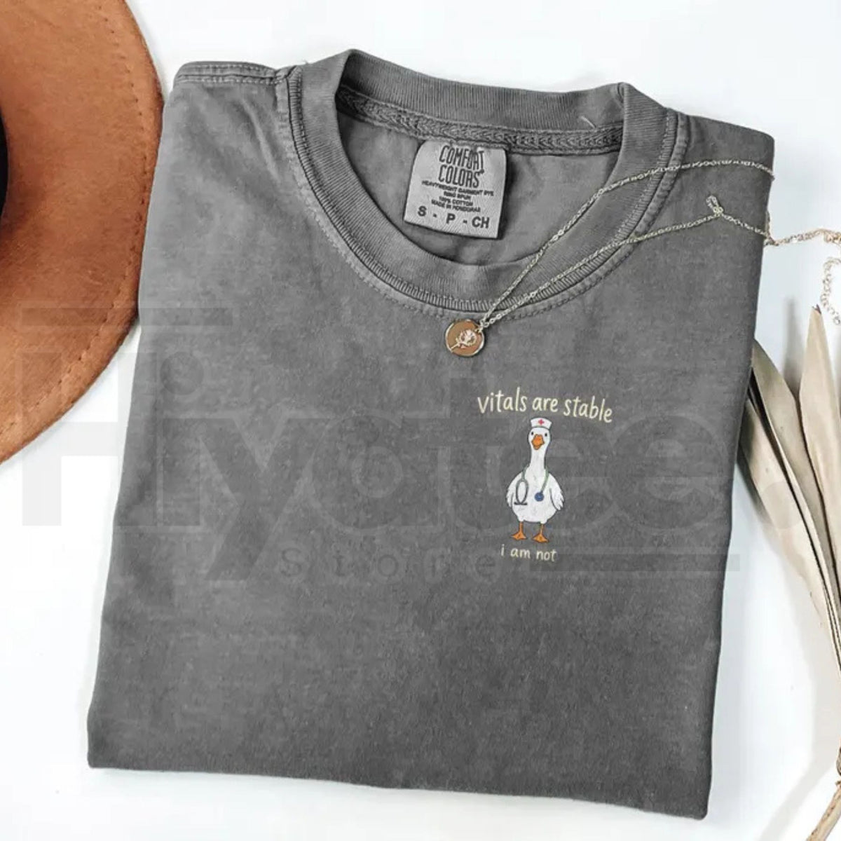 Comfort Colors Vitals Are Stable I Am Not Funny Goose Nurse Tee