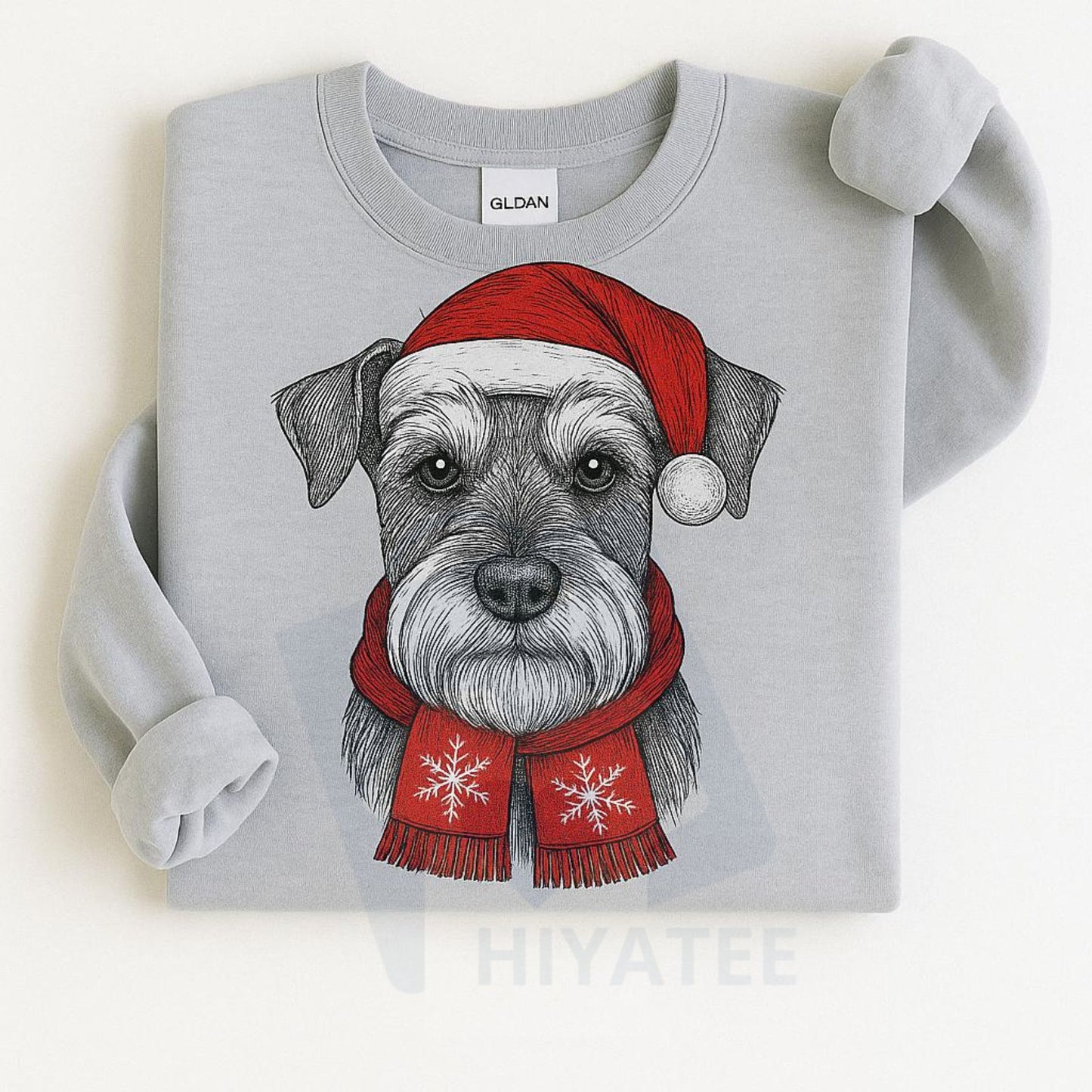 Santa Paws Christmas Hat Dog Sweatshirt: 50 Dog Breeds in Festive Santa Hats, Gildan Unisex Holiday Pullove