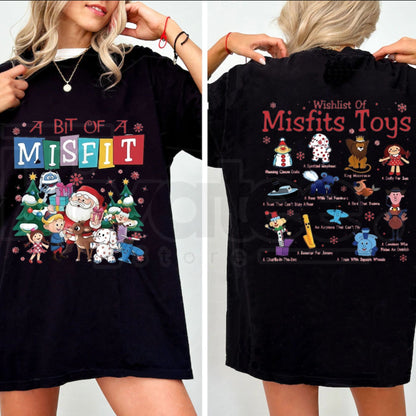 Misfit Toys Christmas Graphic T-Shirt – Vintage Rudolph Holiday Movie Nostalgia Tee.