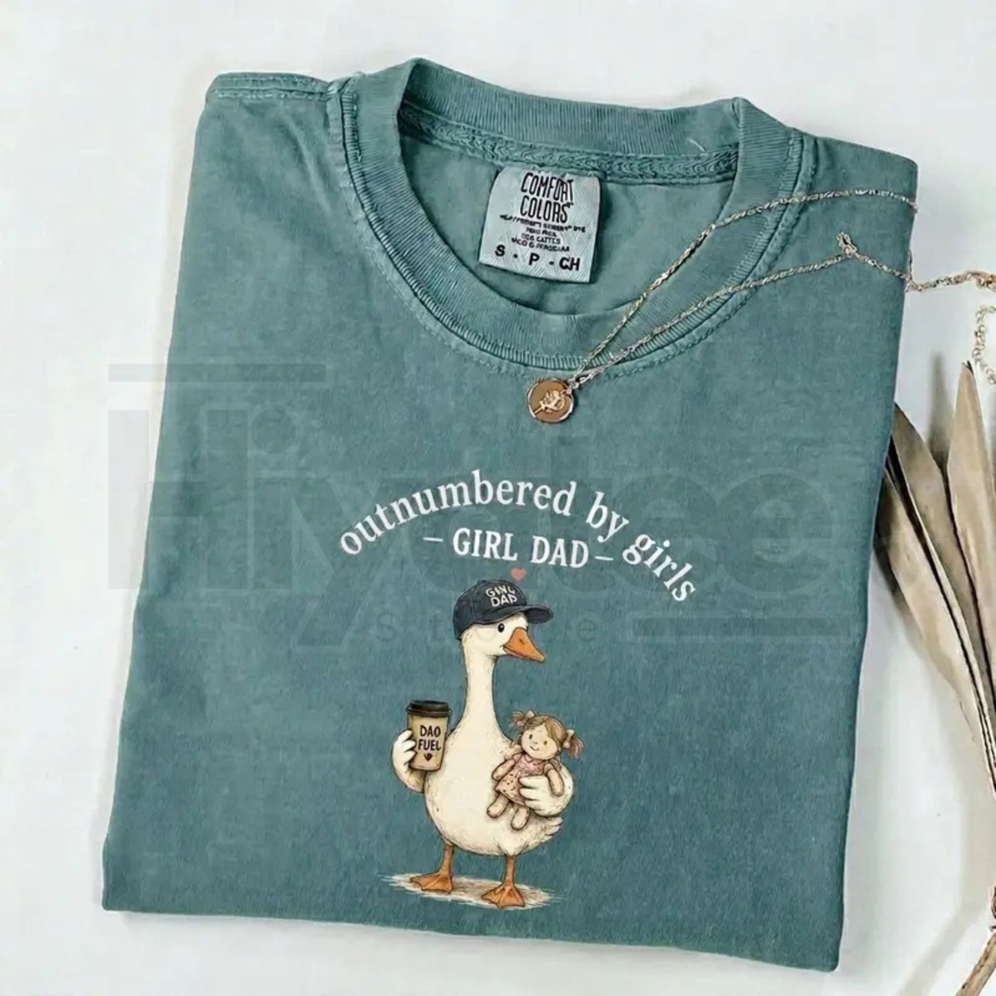 Comfort Colors Girl Dad Shirt – Funny Outnumbered By Girls Duck Graphic Tee