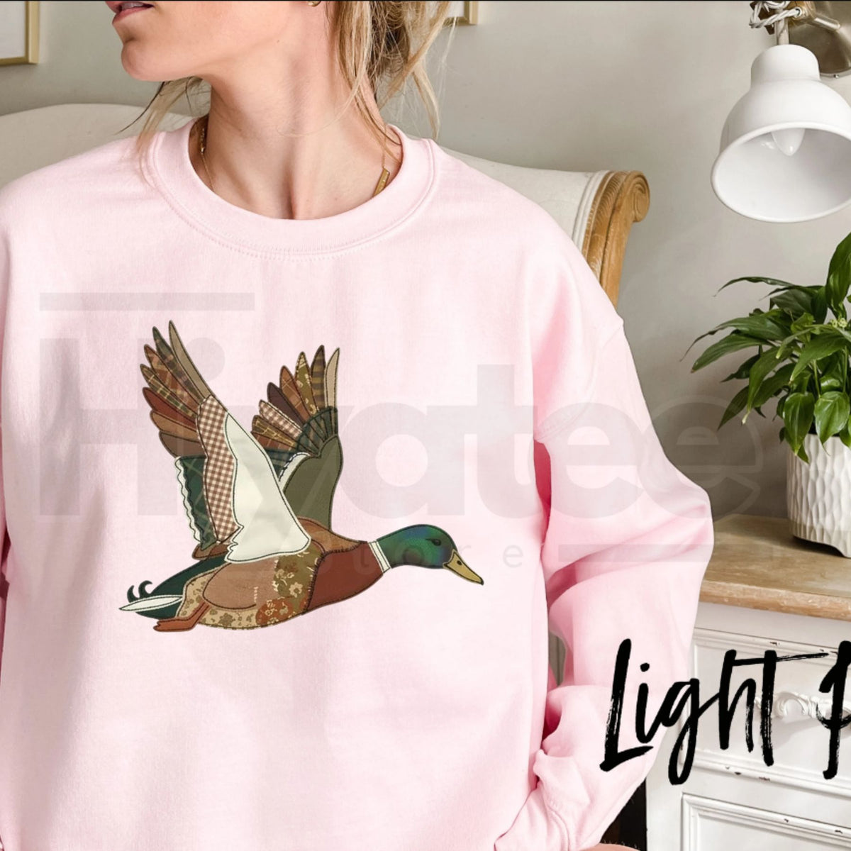 Retro Patchwork Mallard Duck Pattern Sweatshirt, Vintage Cabin Graphic Pullover
